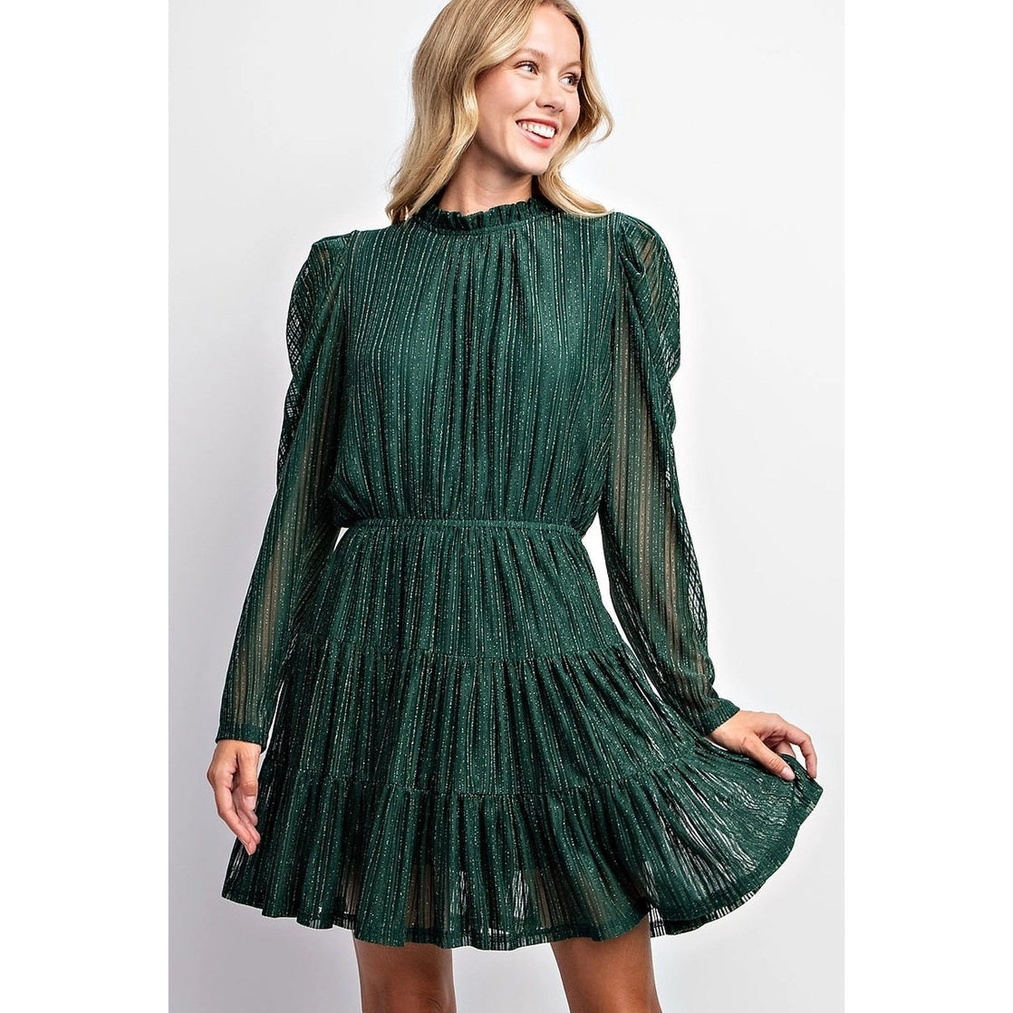 Lurex Puff Sleeve Dress