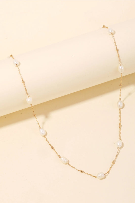 Pearly Beaded Chain Necklace