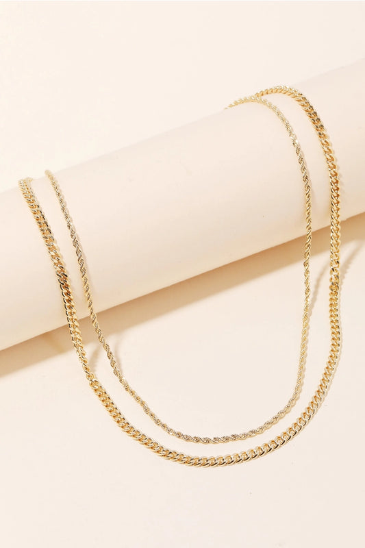 Rope & Curb Chain Necklace in Gold