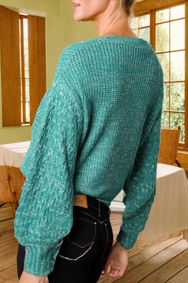 Sea Green Drop Shoulder Sweater
