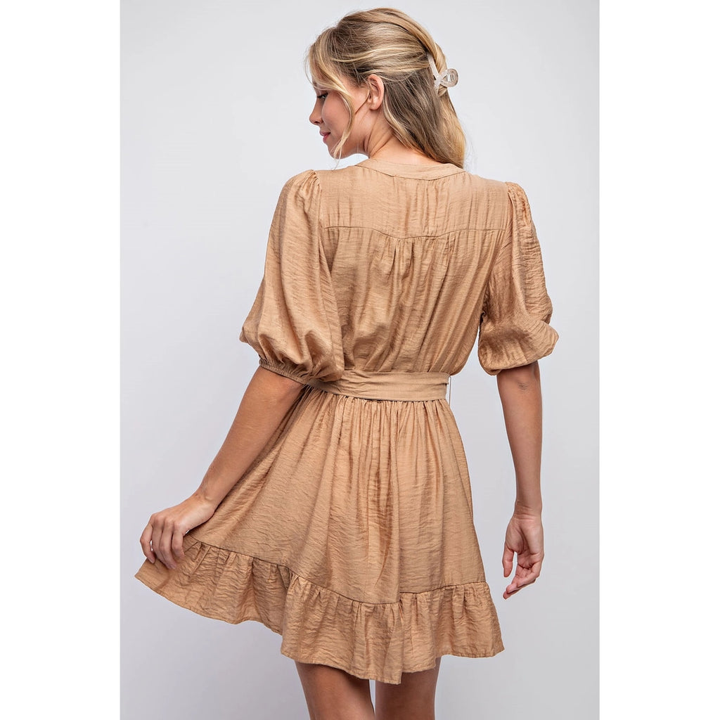 Split Neck Peasant Dress