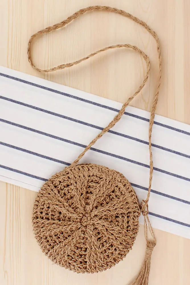Straw Crochet Round Cross-body Bag