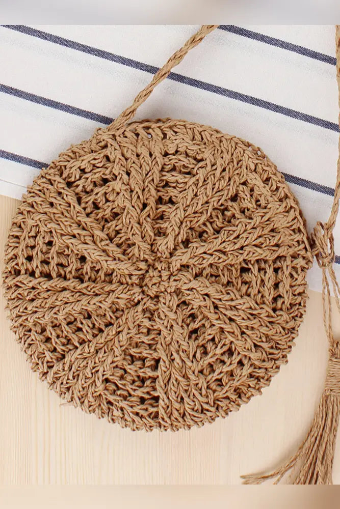 Straw Crochet Round Cross-body Bag