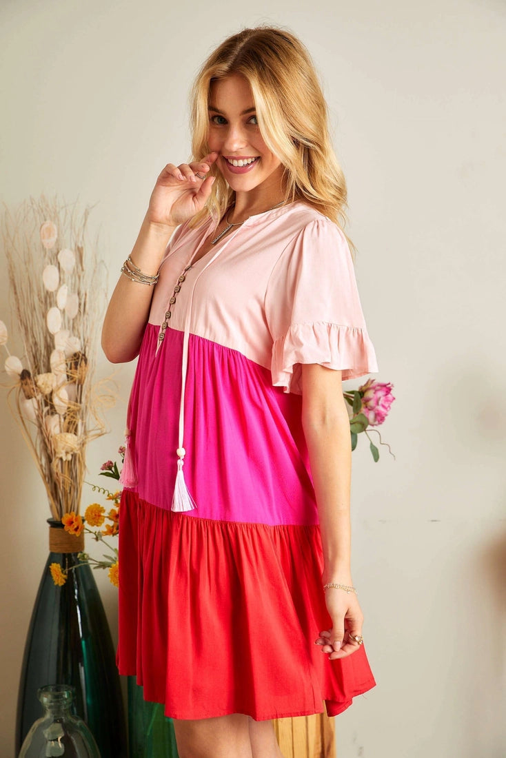 Tassel Tie Colorblock Dress