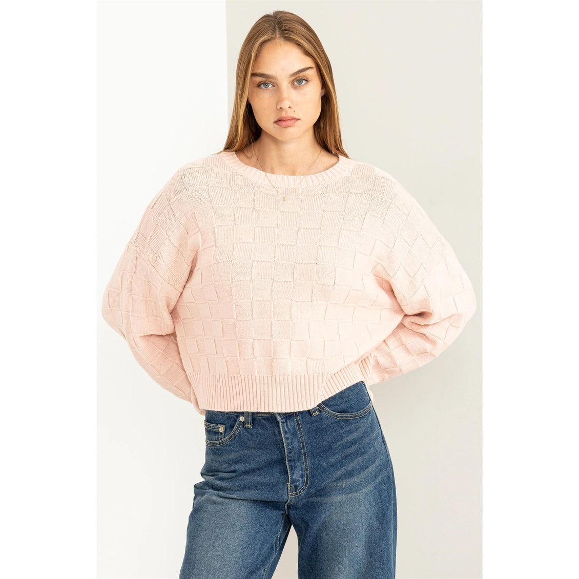 Together Again Texture Sweater in Dusty Pink