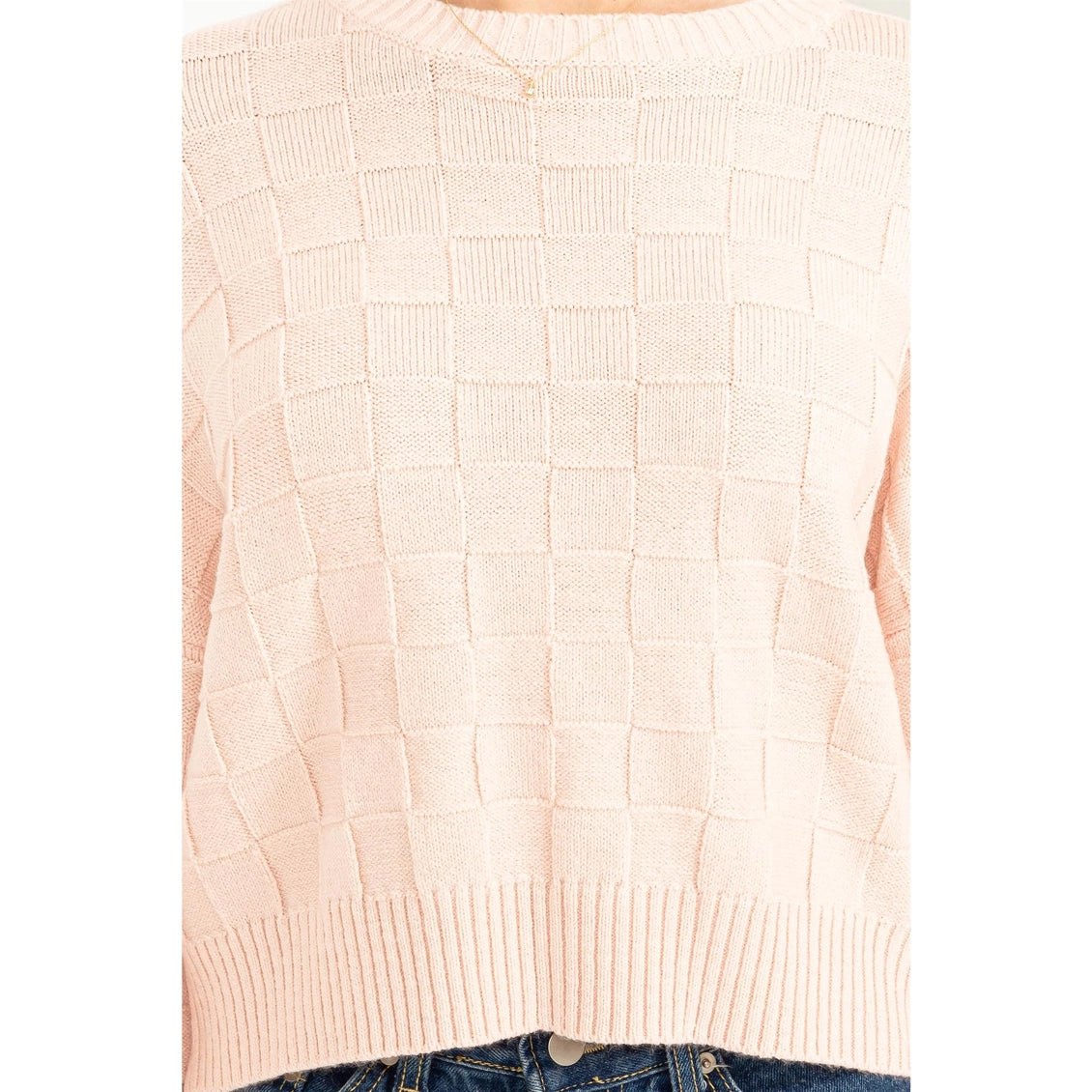 Together Again Texture Sweater in Dusty Pink