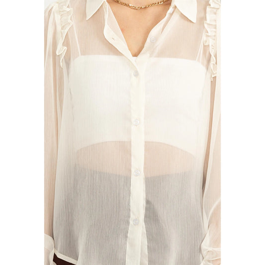 Try Me Out Ruffle Blouse in Off White