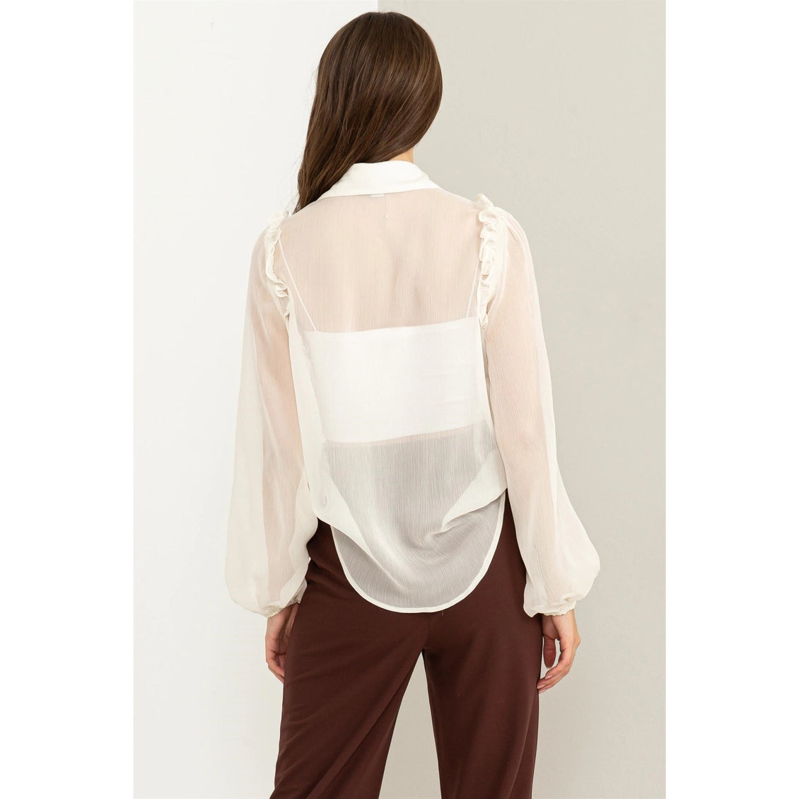 Try Me Out Ruffle Blouse in Off White
