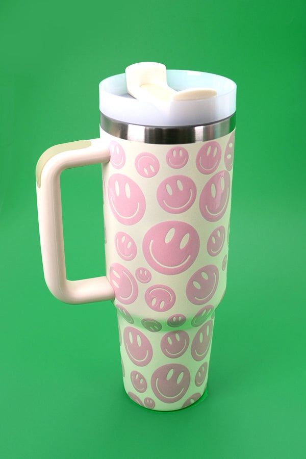 Smiley White 40oz Stainless Tumbler