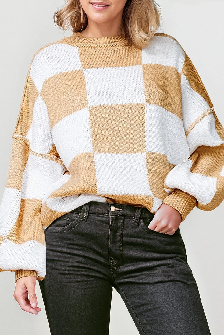 So Beautiful Checker Sweater