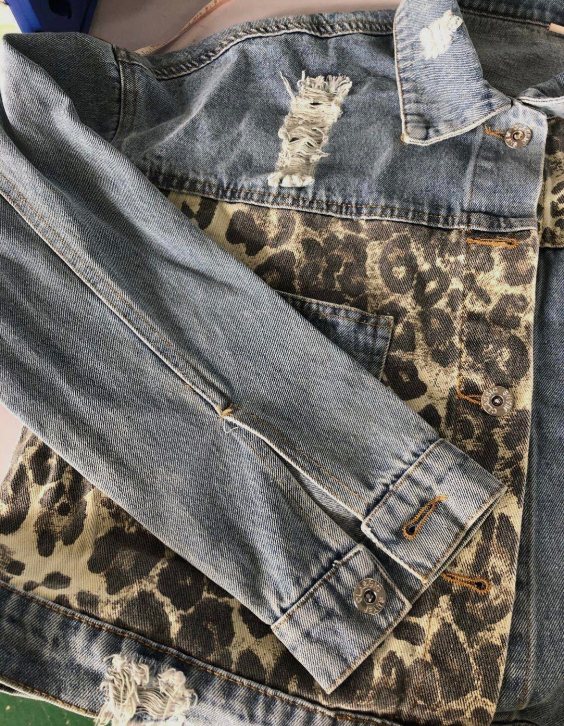 Leopard Patchwork Denim Jacket