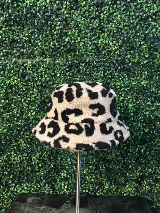 Leopard Teddy Fur Bucket Hat