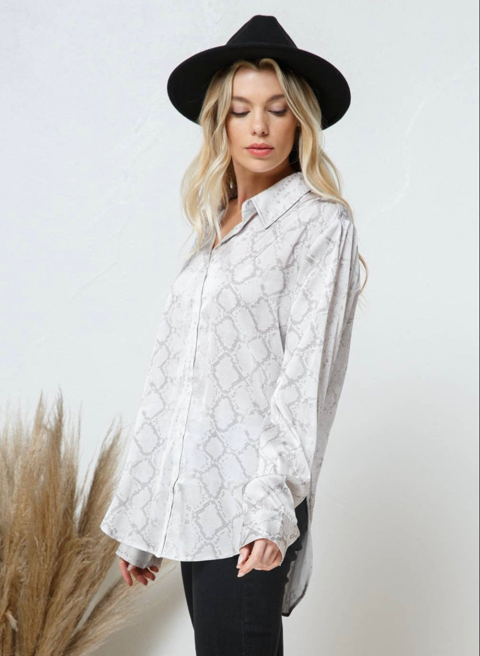 Dalia Satin Snake Print Blouse