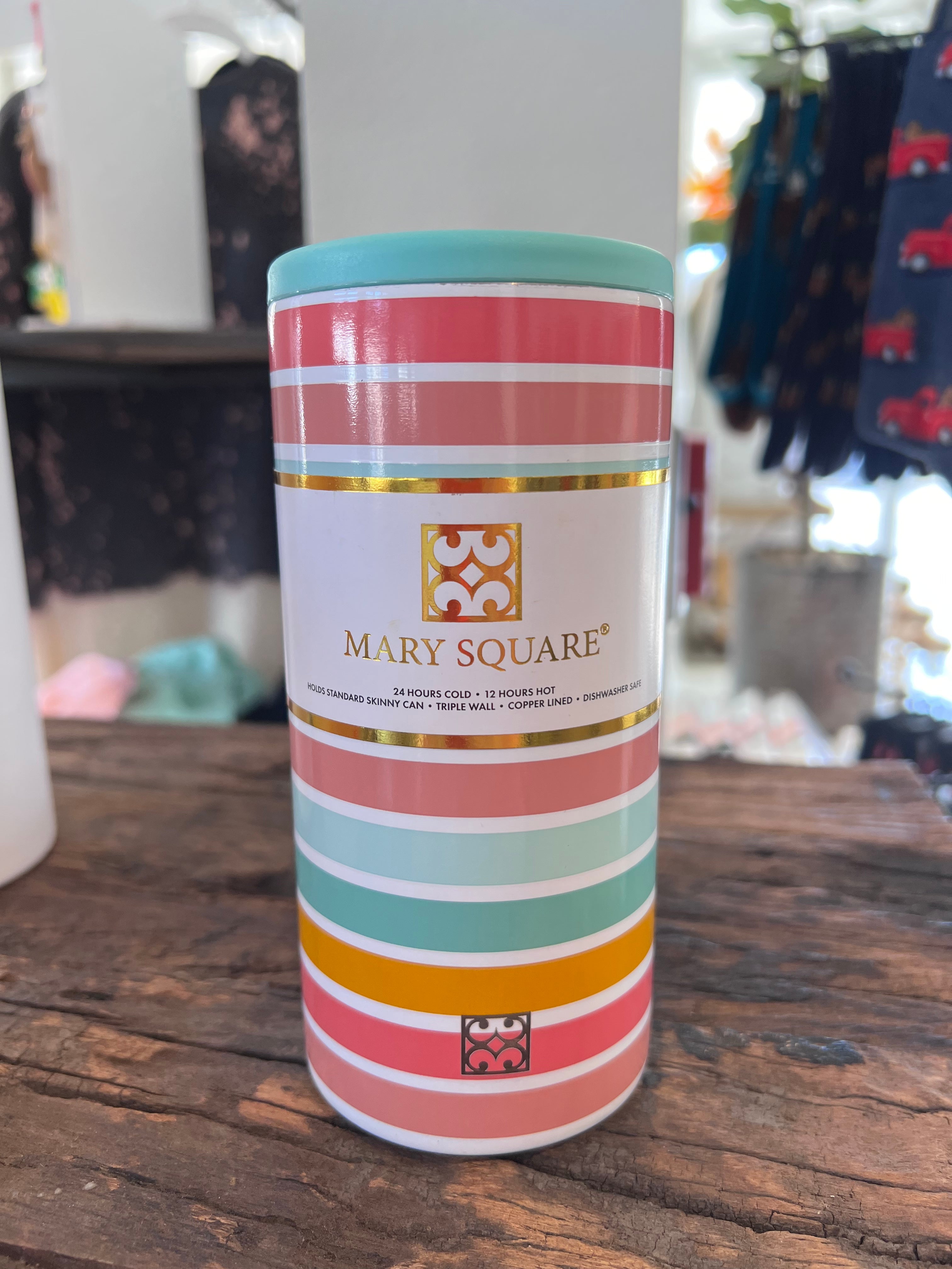 Mary Square Striped Skinny Can Cooler