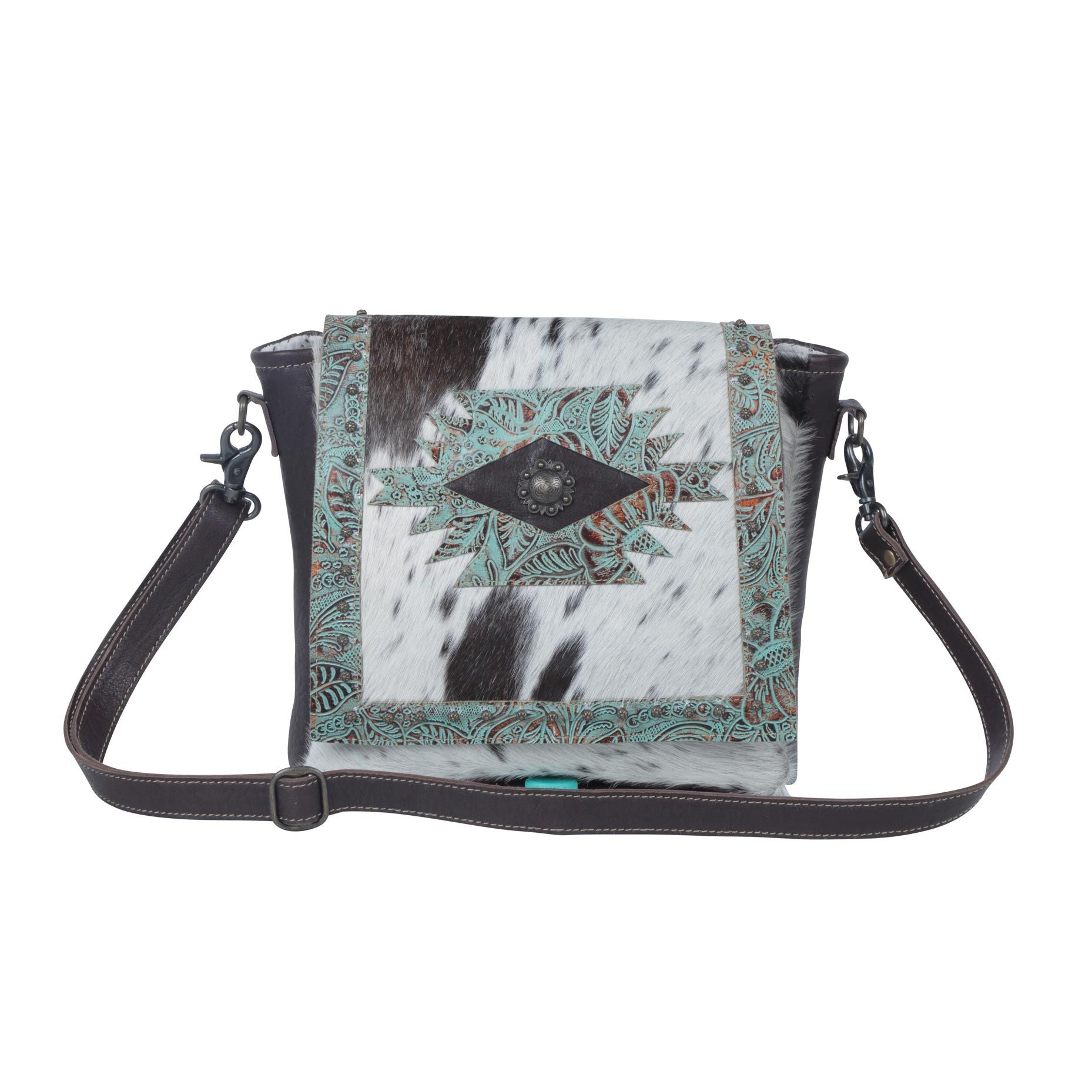 Teal flowers Concealed Bag
