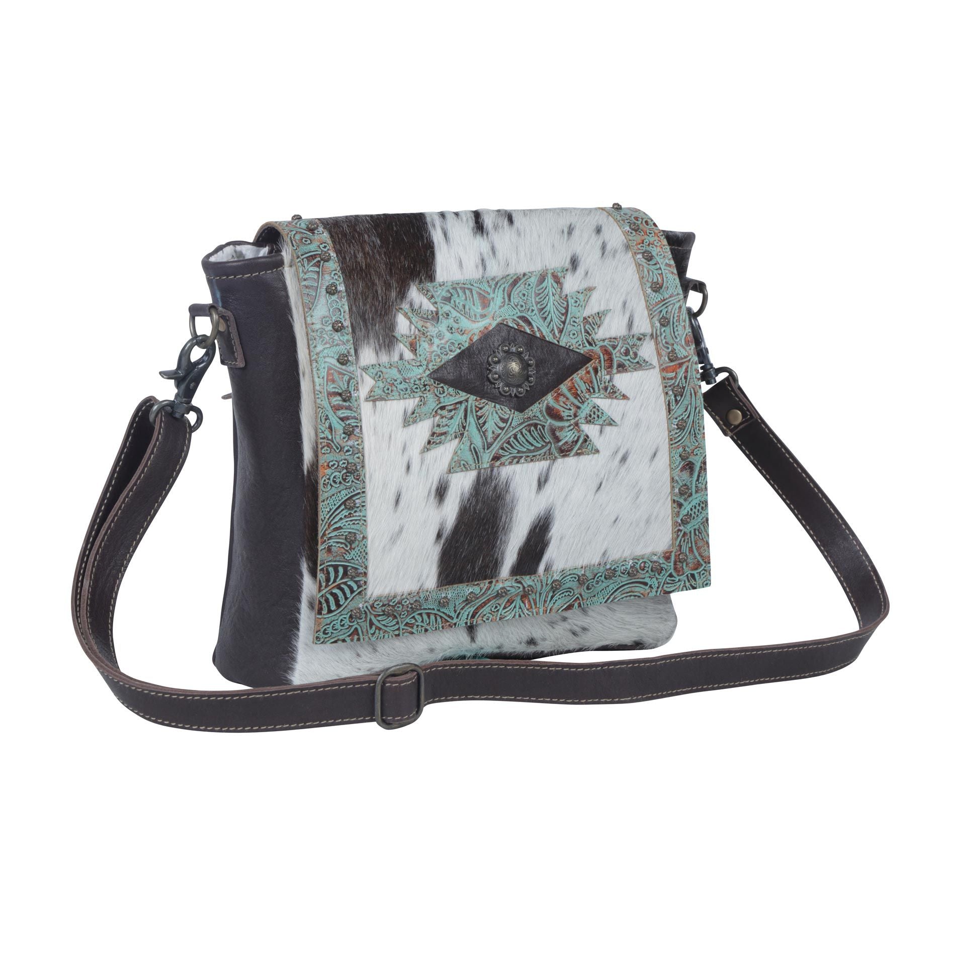 Teal flowers Concealed Bag