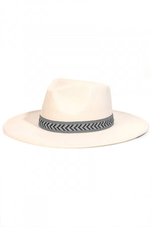 Chevron Pattern Strap Fedora Fashion Hat